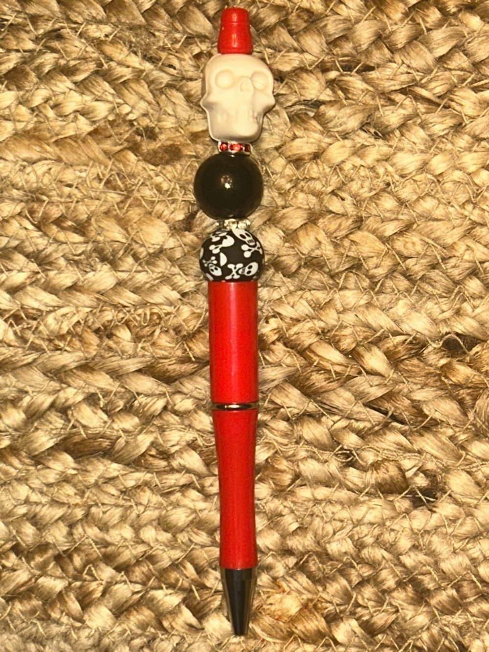 Red Skull-Bead Decorative Ballpoint Pen - Women Accessories